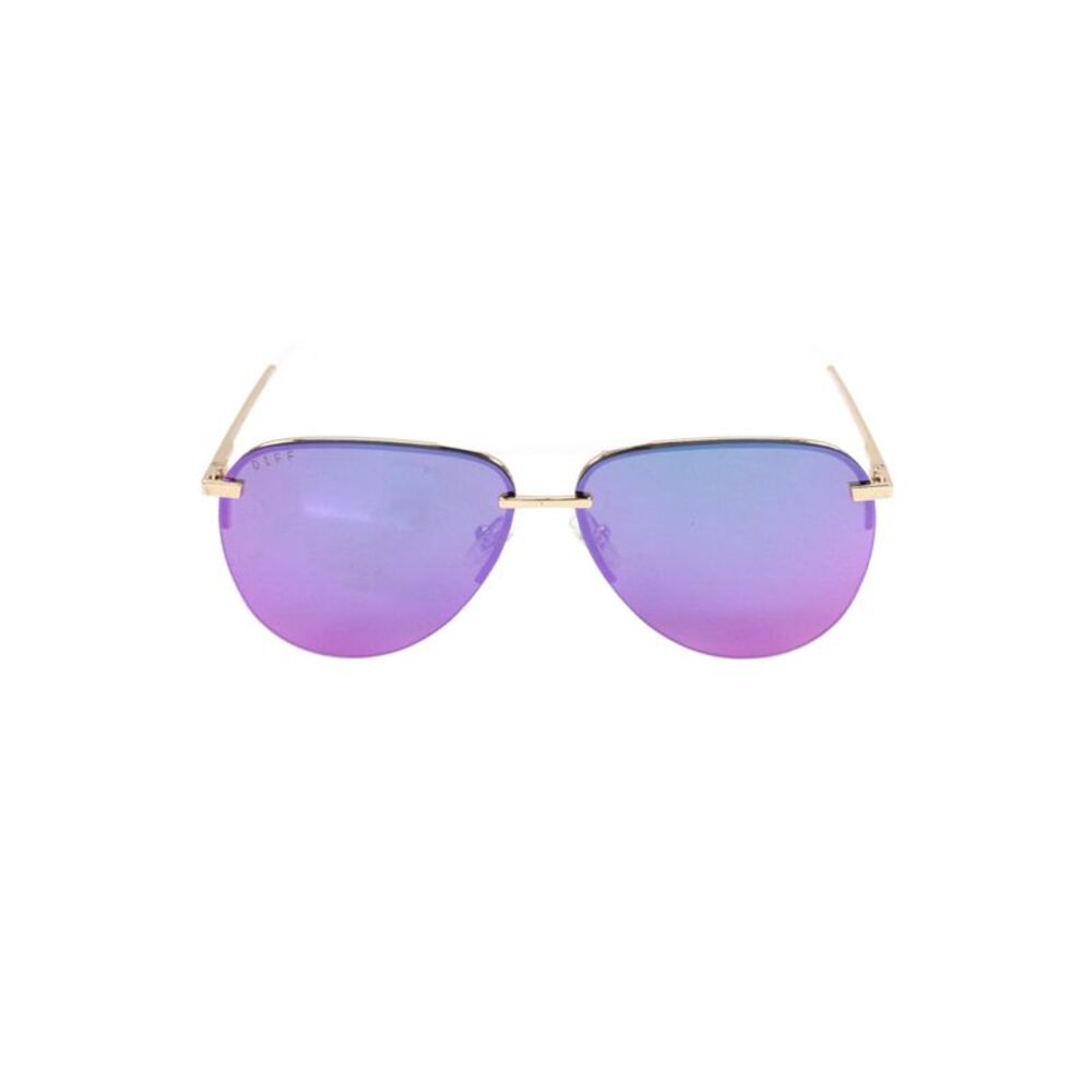 Diff Eyewear Womens Tahoe Aviator Sunglasses White Gold GD-PU181